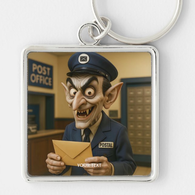 Fantasy Cute  Strange Postal Worker Keychain (Front)