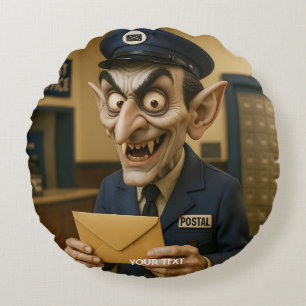 Fantasy Cute Strange Postal Worker Round Pillow
