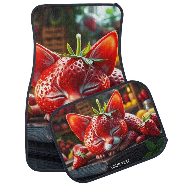 Fantasy Cute Strawberry Lovely Kitten Car Floor Mat (Set)