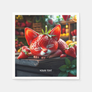 Fantasy Cute Strawberry Lovely Kitten Napkins