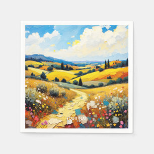 Fantasy Cute Summer Landscape Impasto Napkins