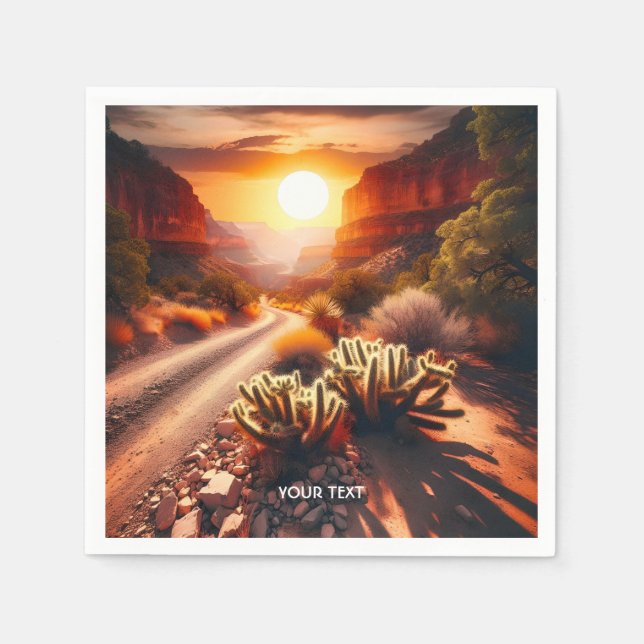 Fantasy Cute Sun Desert Sunset Napkins (Front)