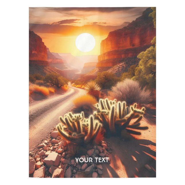 Fantasy Cute Sun Desert Sunset Tablecloth (Front)
