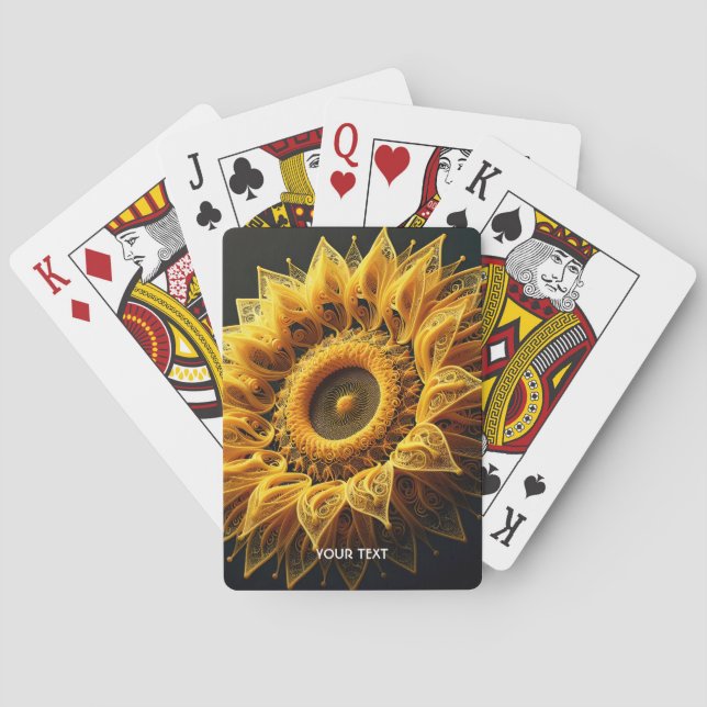 Fantasy Cute Sunflower Yarn Strings Poker Cards (Back)