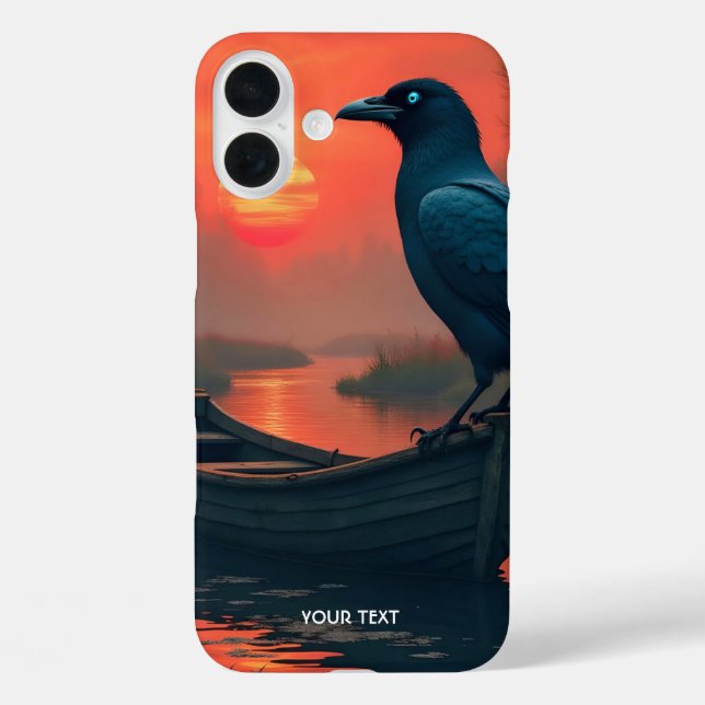 Fantasy Cute Sunset Boat Raven Case-Mate iPhone Case (Back)