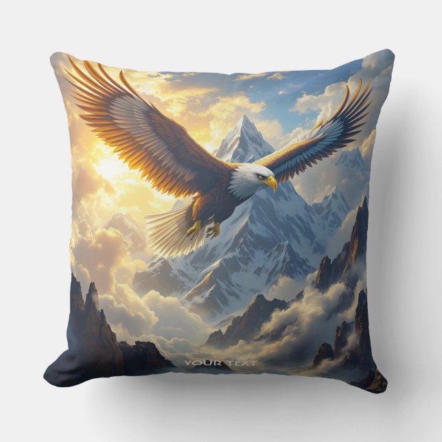 Fantasy Cute Sunset Eagle Mountains Throw Pillow (Front)