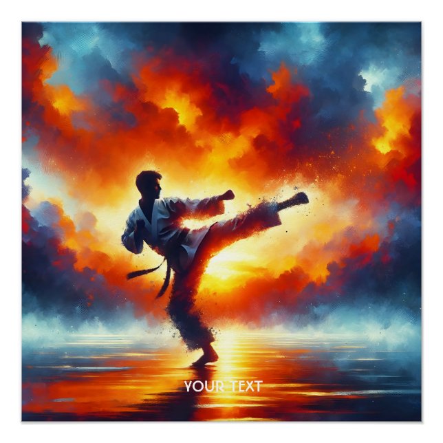 Fantasy Cute Sunset Karate Fighter Poster (Front)
