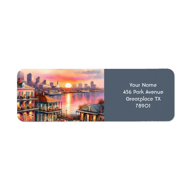 Fantasy Cute Sunset New Orleans View Label (Front)