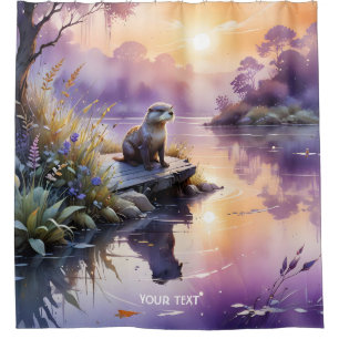 Fantasy Cute Sunset Purple Lake Shower Curtain