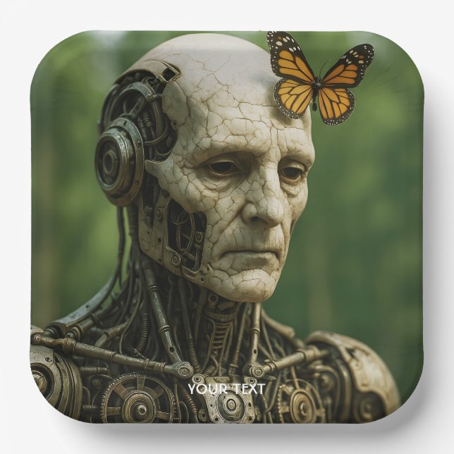 Fantasy Cute Surrealism Butterfly Face Paper Plates (Front)