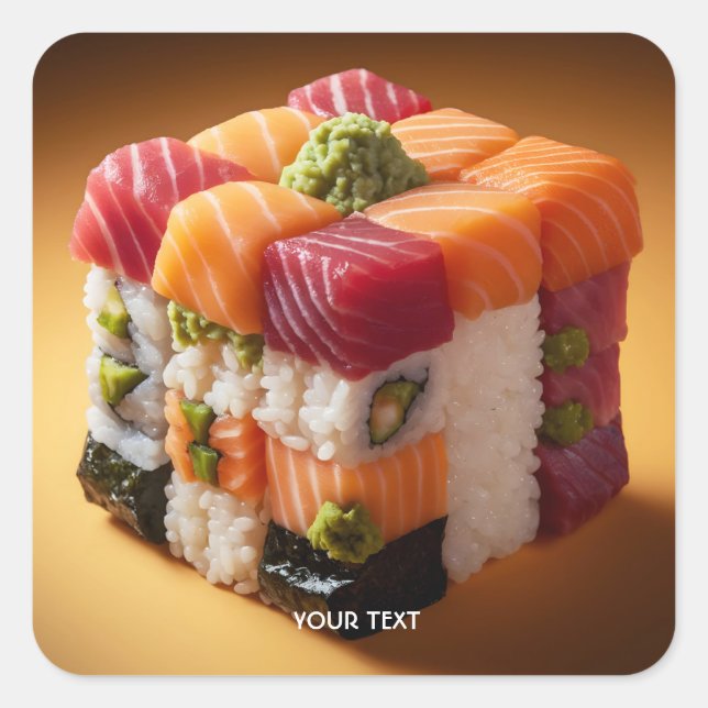 Fantasy Cute Sushi Small Cube Square Sticker (Front)