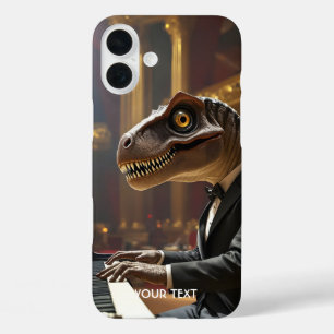 Fantasy Cute T-rex Playing Piano iPhone 16 Plus Case