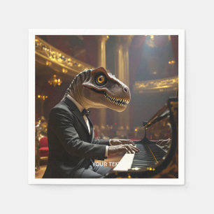 Fantasy Cute T-rex Playing Piano Napkins