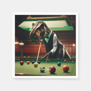 Fantasy Cute T-rex Playing Snooker Napkins