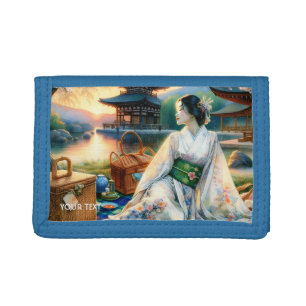 Fantasy Cute Tea Girl Sakura Trifold Wallet