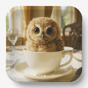 Fantasy Cute Tea Owl Baby Paper Plates