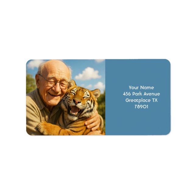 Fantasy Cute Tiger Old Man Label (Front)