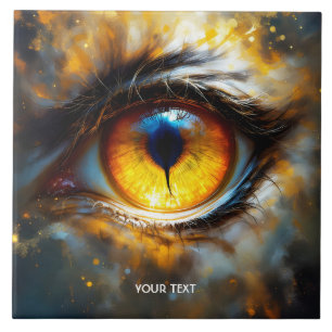 Fantasy Cute Tiger Orange Eye Ceramic Tile