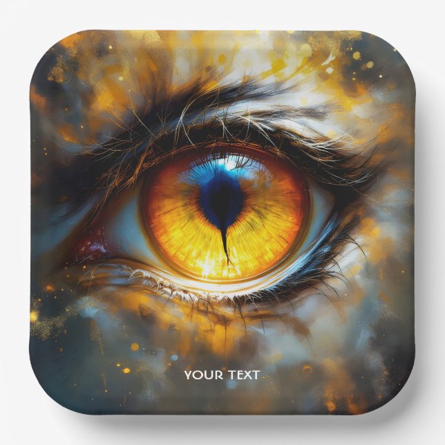 Fantasy Cute Tiger Orange Eye Paper Plates (Front)