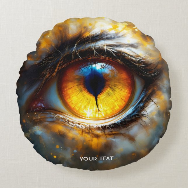 Fantasy Cute Tiger Orange Eye Round Pillow (Front)