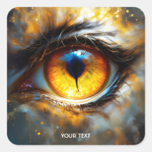 Fantasy Cute Tiger Orange Eye Square Sticker