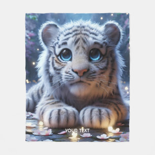 Fantasy Cute Tiger White Baby Fleece Blanket