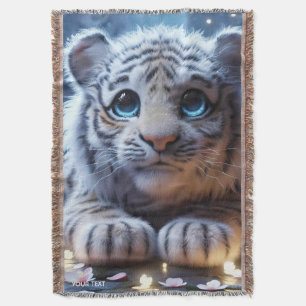 Fantasy Cute Tiger White Baby Throw Blanket