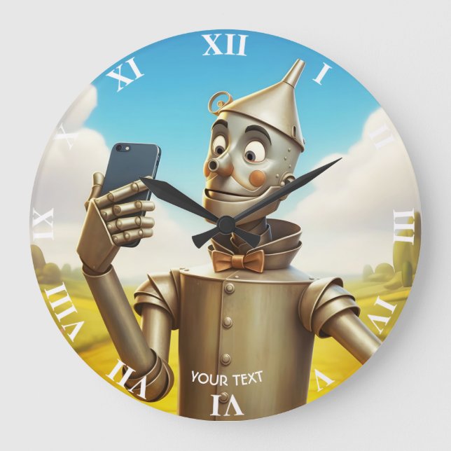 Fantasy Cute Tin Man Road Large Clock (Front)