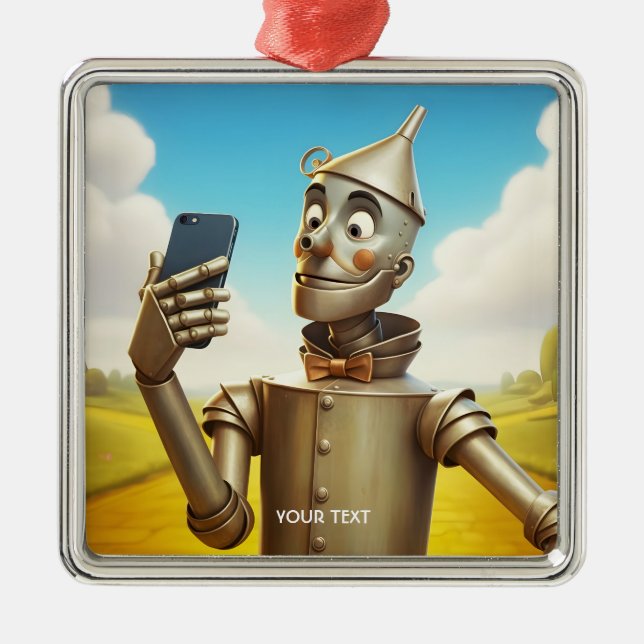 Fantasy Cute Tin Man Road Metal Ornament (Front)