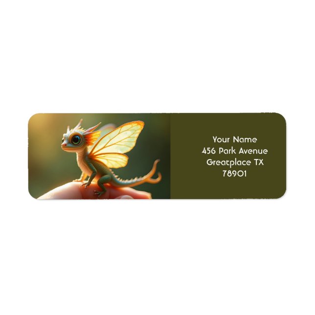 Fantasy Cute Tiny Baby Dragon Label (Front)
