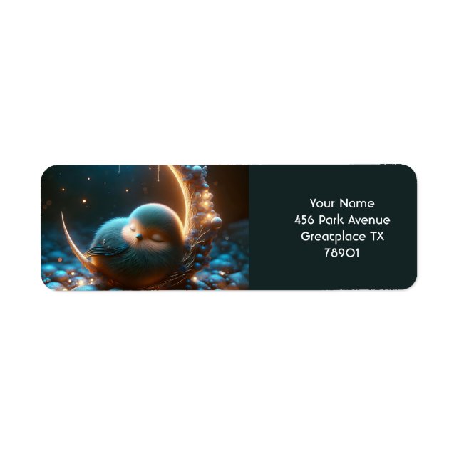 Fantasy Cute Tiny Bird Moon Label (Front)
