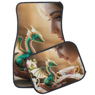 Fantasy Cute Tiny Iridescent Dragon Car Floor Mat