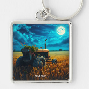 Fantasy Cute Tractor Moon Field Keychain