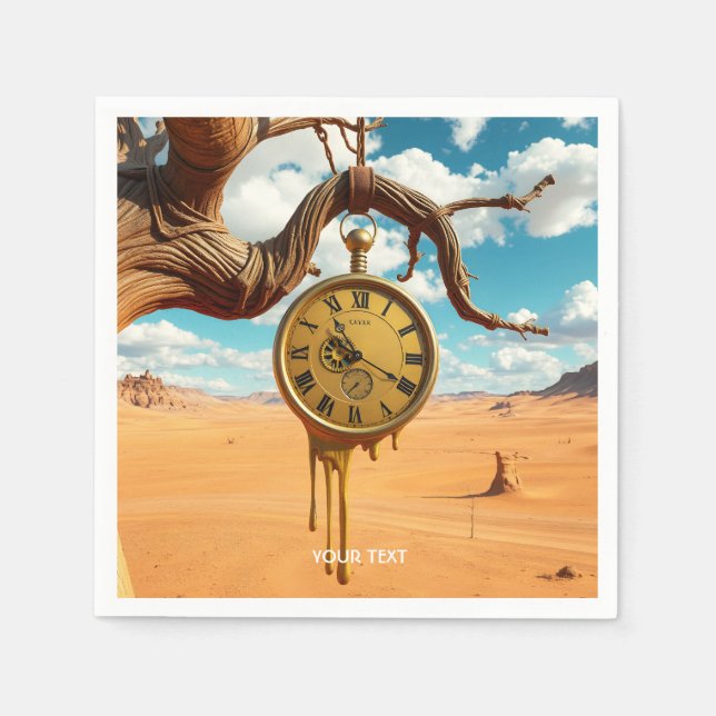 Fantasy Cute Tree Desert Clock Napkins (Front)