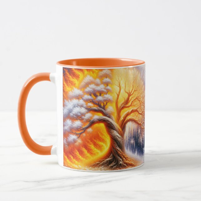 Fantasy Cute Tree Fire Snow Mug (Left)