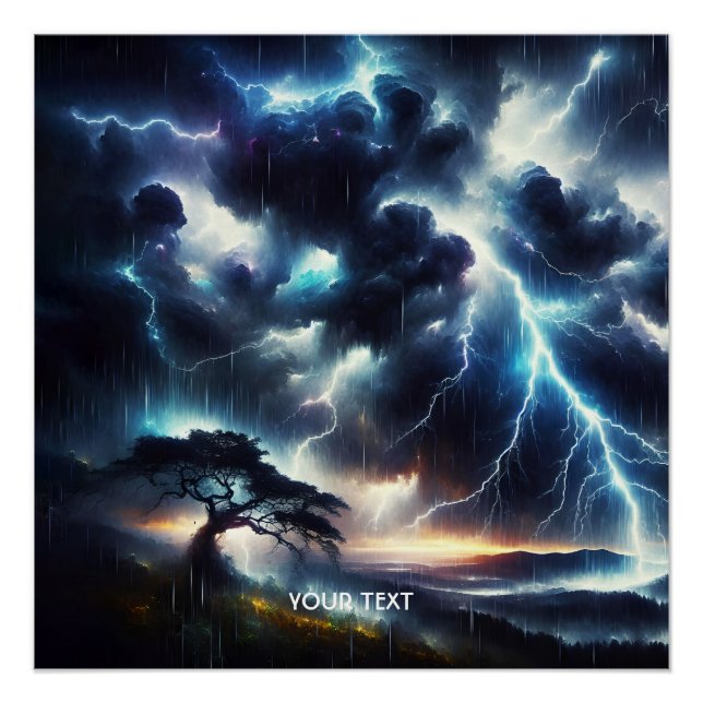 Fantasy Cute Tree Rain Lighting Poster (Front)