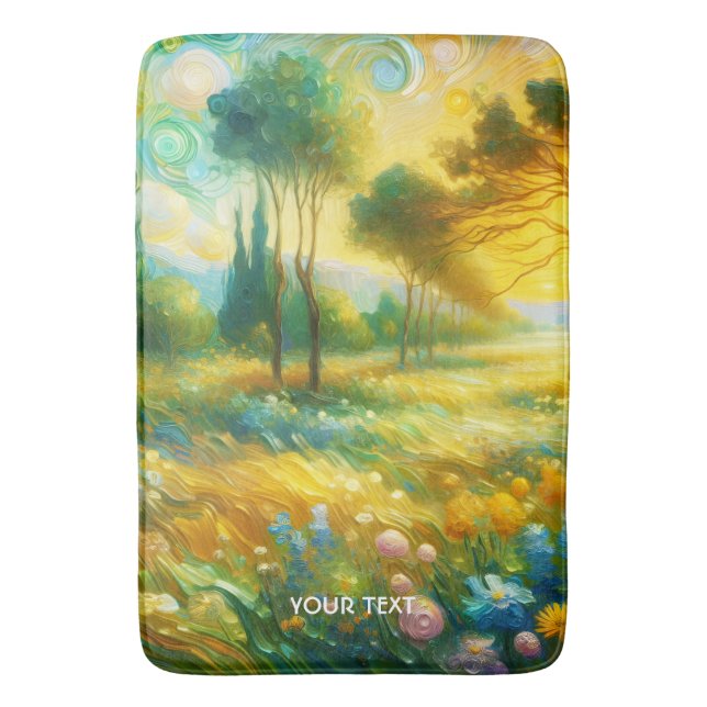 Fantasy Cute Trees Abstract Landscape Bath Mat (Front Vertical)