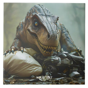 Fantasy Cute Trex Wreck Car Ceramic Tile