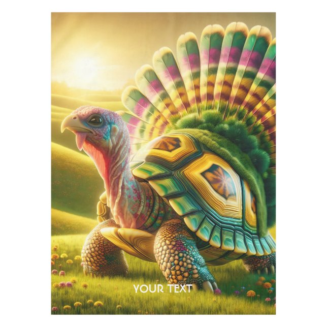 Fantasy Cute Turkey Turtle Mix Tablecloth (Front)