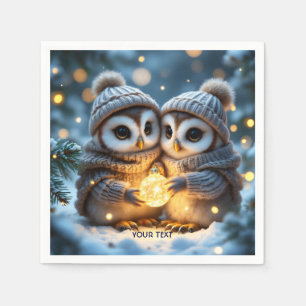 Fantasy Cute Two Baby Owls Napkins