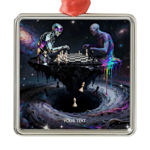 Fantasy Cute Two Chess Players Metal Ornament