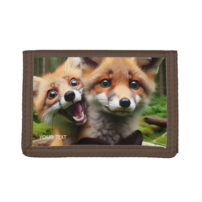 Fantasy Cute Two Foxes Forest  Trifold Wallet (Front)