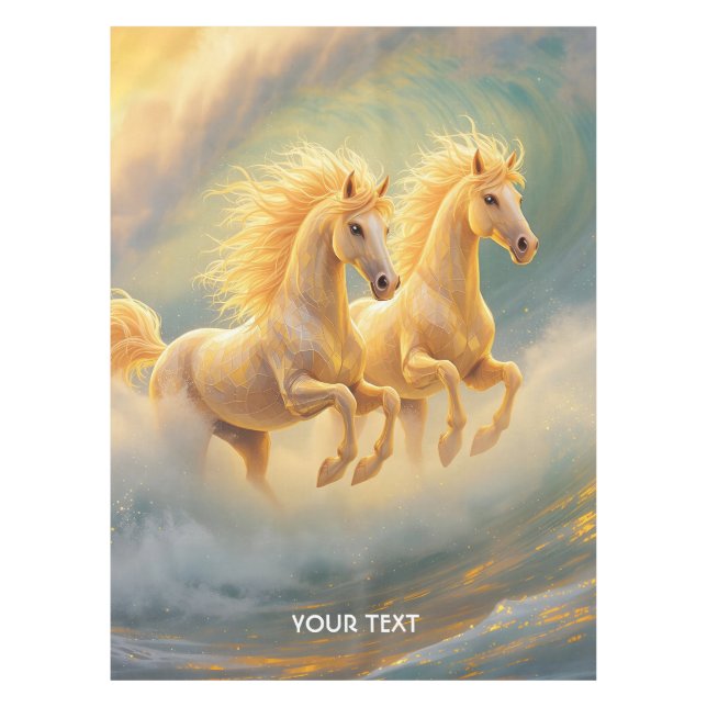 Fantasy Cute Two Horses Wave Tablecloth (Front)