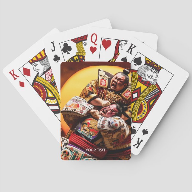 Fantasy Cute Two Sumo Fighters Poker Cards (Back)