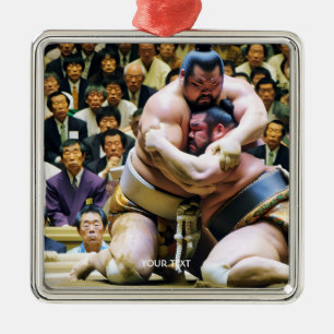 Fantasy Cute Two Sumo Wrestlers Metal Ornament