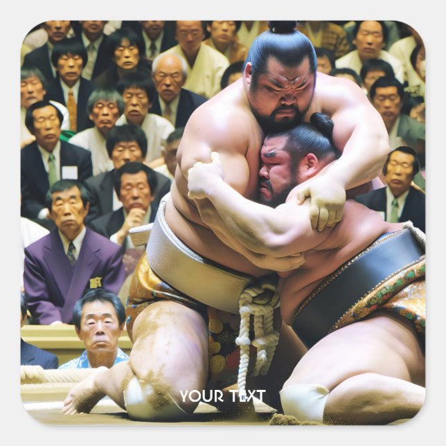 Fantasy Cute Two Sumo Wrestlers Square Sticker