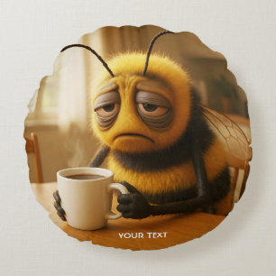 Fantasy Cute Very Tired Bee Round Pillow