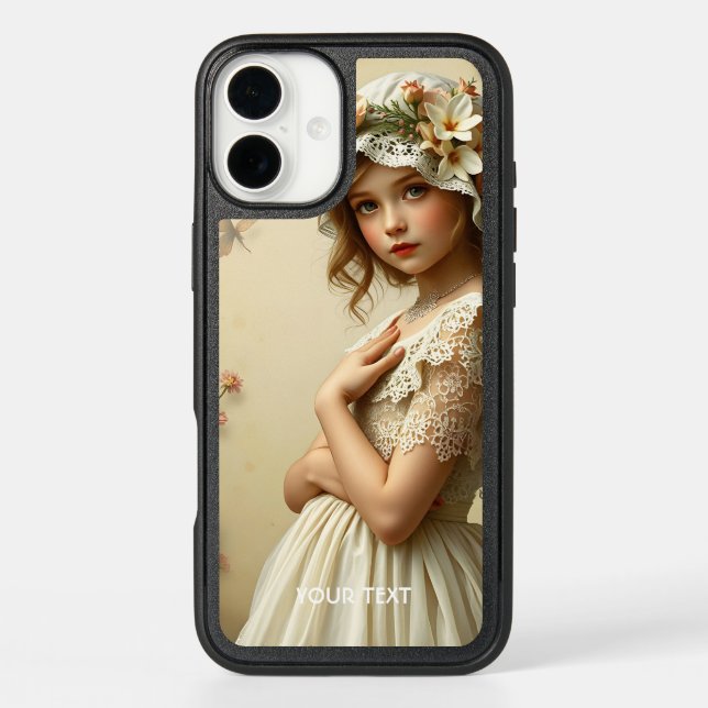 Fantasy Cute Victorian Girl Flowers Otterbox iPhone Case (Back)