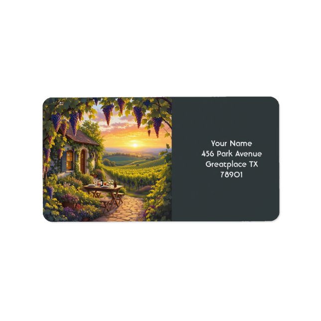 Fantasy Cute Vineyard Cottage Fields Label (Front)