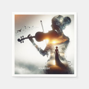 Fantasy Cute Violin Girl Sun Napkins